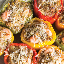 Eggplant-Stuffed Bell Peppers with Shrimp