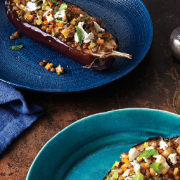 Eggplant with Lentils and Goat Cheese