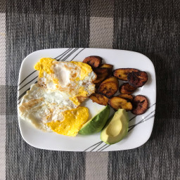 Eggs, plantain, avocado