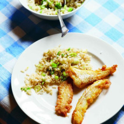 Eggy fish fingers with spring onion rice