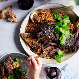 Eight-hour lamb shoulder with Israeli couscous and labne