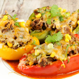 Enchilada Turkey-Stuffed Pepper TrioWith Melted Cheese and Cilantro