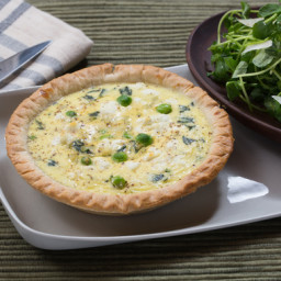 English Pea & Goat Cheese Quiches with Pea Shoot & Shaved Parmesan 
