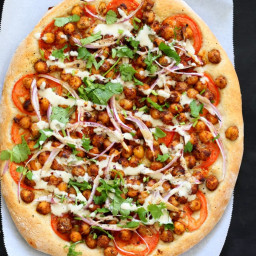 Ethiopian Berbere Chickpea Pizza Recipe with Tahini Garlic Dressing