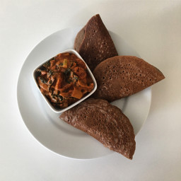 Ethiopian Peanut Stew with Caramelized Onion, Tomato, and Kale