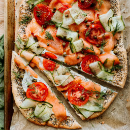 Everything Bagel Pizza with Smoked Salmon and Cream Cheese