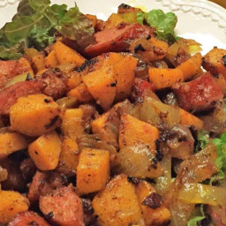 Fall Sausage Skillet Dinner Recipe with Sweet Potatoes & Apples