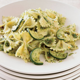 Farfalle with Zucchini and Parsley-Almond Pesto