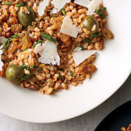 Farro and Green Olive Salad with Walnuts and Raisins