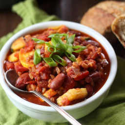 Farro Chili with Summer Squash and Red Beans
