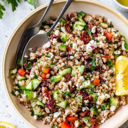 Farro Salad with Feta, Cucumbers and Sun-dried Tomatoes