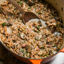 Farro with Mushrooms and Bacon