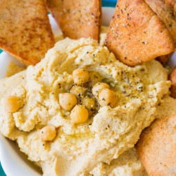 Favorite Homemade Hummus with Spiced Pita Chips