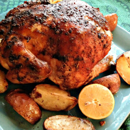 Fennel- and Cinnamon-Rubbed Roast Chicken and Lemons With Potato Wedges Rec