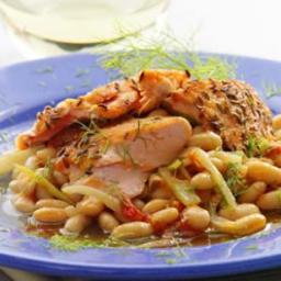 Fennel-Crusted Salmon on White Beans