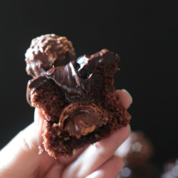 Ferrero Rocher Stuffed Chocolate Cupcakes with Chocolate Ganache