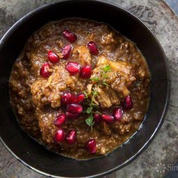 Fesenjan Persian Chicken Stew with Walnut and Pomegranate Sauce