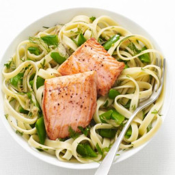 Fettuccine with Salmon and Snap Peas