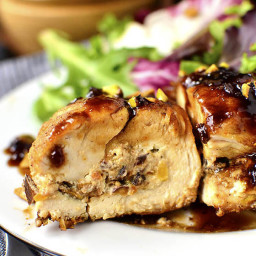 Fig, Goat Cheese and Pistachio Stuffed Chicken with Fig-Balsamic Pan Sauce