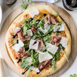 Fig Jam Prosciutto Pizza with Parmesan and Arugula