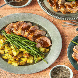 Figgy Pork Tenderloin with Green Beans and Rosemary Potatoes