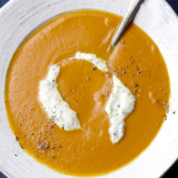 Filippo Berio Indian Spiced Pumpkin Soup with Herbed Yogurt