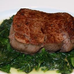 Filet Mignon with Butter Sauteed Spinach