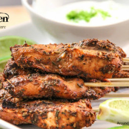 Fire Cracker Chicken Skewers with a Cooling Lime Cream Sauce