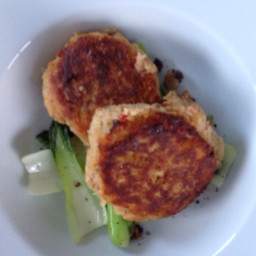 Fish cakes with Pak Choi and Mango dipping sauce