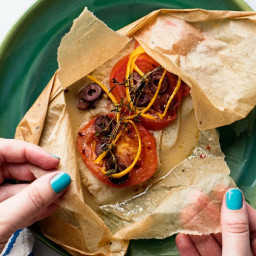 Fish Fillets With Tomatoes and Olives in Parchment