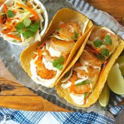 Fish Tacos, Baja Style Fried with Avocado Tartar Sauce 