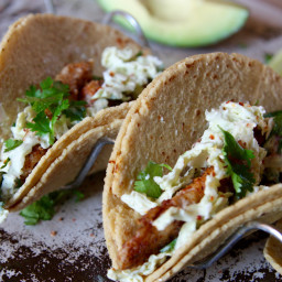 Fish Tacos with Spicy Cilantro Lime Slaw