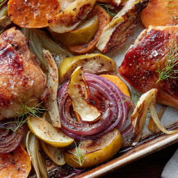 Five Spice Chicken Thighs with Apples and Sweet Potatoes Recipe
