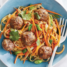 Five-Spice Meatballs  with Rice Noodles & Honey Lime Sauce