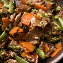 Five-Spice Pork Stir-Fry with Sweet Potatoes and Snap Peas