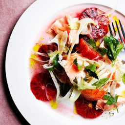 Flaked trout, blood orange and fennel salad