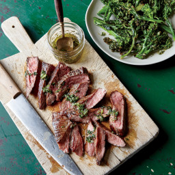 Flank Steak with Herb Dressing and Charred Broccolini