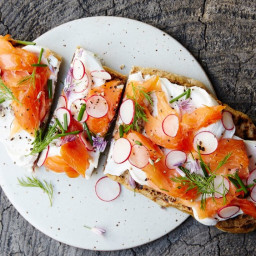 Flatbread with Smoked Trout, Radishes, and Herbs