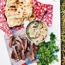 Flatbreads with steak and baba ghanoush