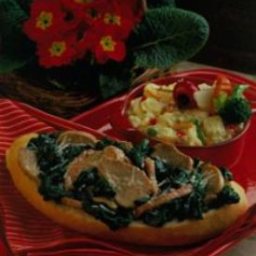 Florentine Pork in French Bread Boats