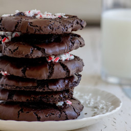 Flourless Chocolate Cookies with Candy Cane Sprinkles