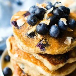 Fluffy Low Carb Keto Blueberry Pancakes (Paleo, Vegan)