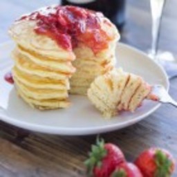 Fluffy Strawberry and Champagne Pancakes