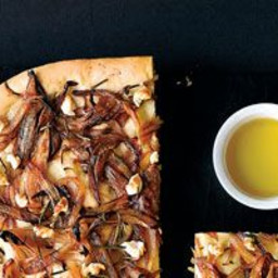 Focaccia with Caramelized Onions, Goat Cheese, and Rosemary