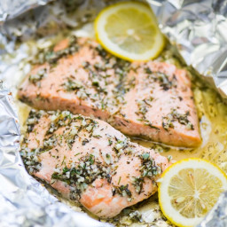 Foil pack salmon recipe with garlic butter KETO