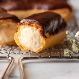 Foolproof & Easy Chocolate Eclair Recipe With Custard Filling