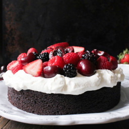Foolproof Chocolate Cake with Whipped Cream and Fresh Berries