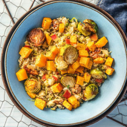 Freekeh Power Bowl with Brussels Sprouts, Butternut Squash, and Apple