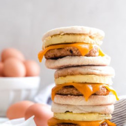 Freezer Breakfast Sandwiches with Chicken Sausage, Egg, and Cheese