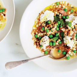 Fregola with Green Peas, Mint, and Ricotta